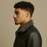 Hong Kong Style Velvet Padded Plus Size Men's Leather Jackets