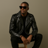 Slim-fit Lapel Leather Jacket