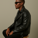 Slim-fit Lapel Leather Jacket