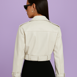 Women's Solid Color Casual Loose Fit Leather Jacket