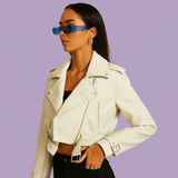 Women's Solid Color Casual Loose Fit Leather Jacket