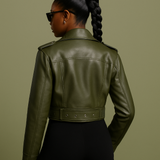 Spring And Autumn Women's Two-color Washed Leather Worn Motorcycle European And American Style Jacket Leather Coat Coat