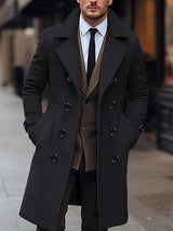 Manteau long en laine Trench-coat à double boutonnage