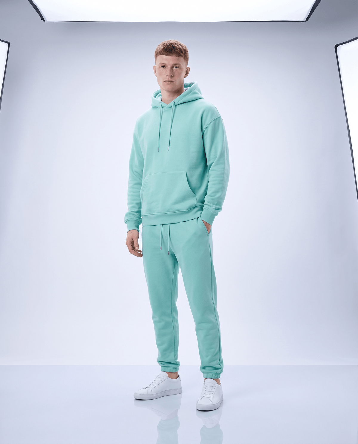 Ensemble fleece Jab Oryass, sweat à capuche et jogging, coloris menthe