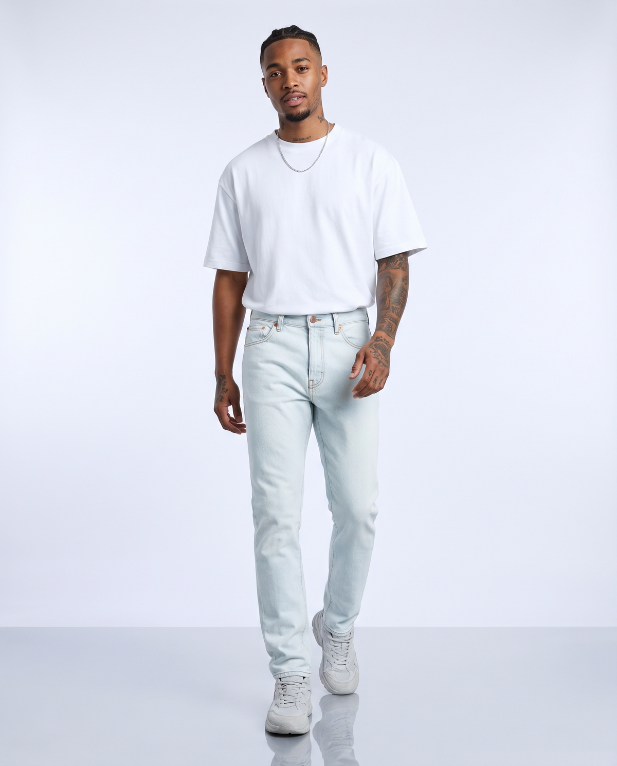 Jean Slim Montmartre bleu blanchi