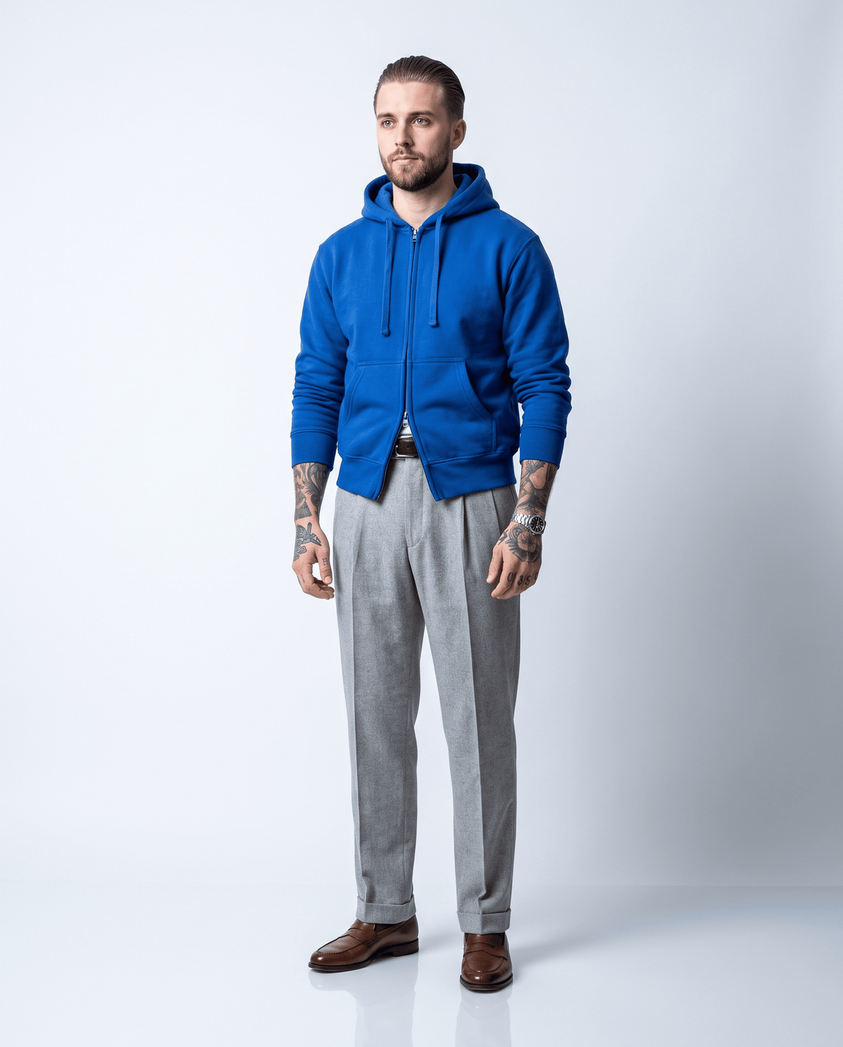 Hoodie zippé Atelier Oryass en molleton, coloris kaki, autre vue