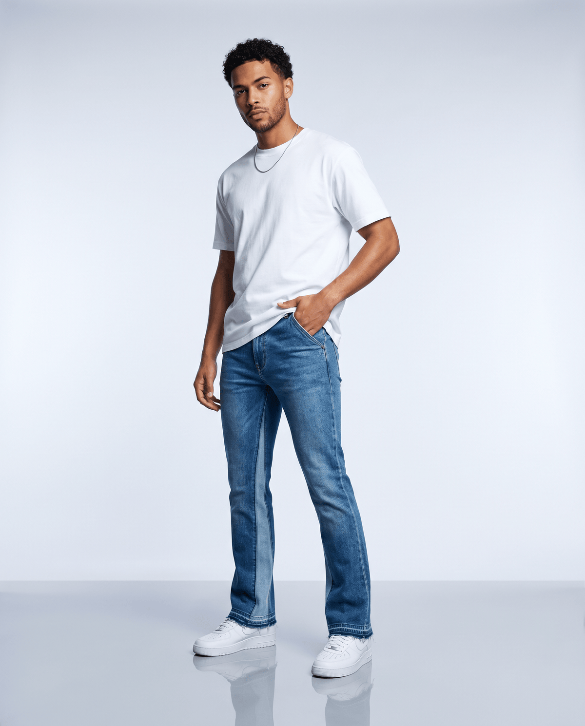 Jean flare bicolore homme Oryass, collection Denim 01