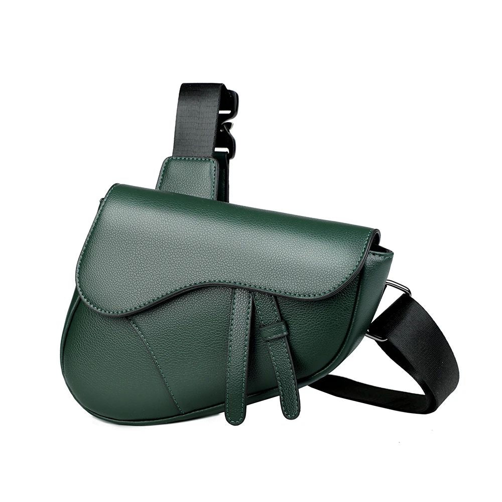 Men's Solid Color PU Leather Saddle Crossbody Bag - oryass.com