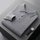 Pull en maille de pure laine à col polo pour homme - oryass.com