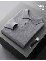 Pull en maille de pure laine à col polo pour homme - oryass.com