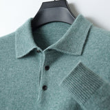 Pull en maille de pure laine à col polo pour homme - oryass.com