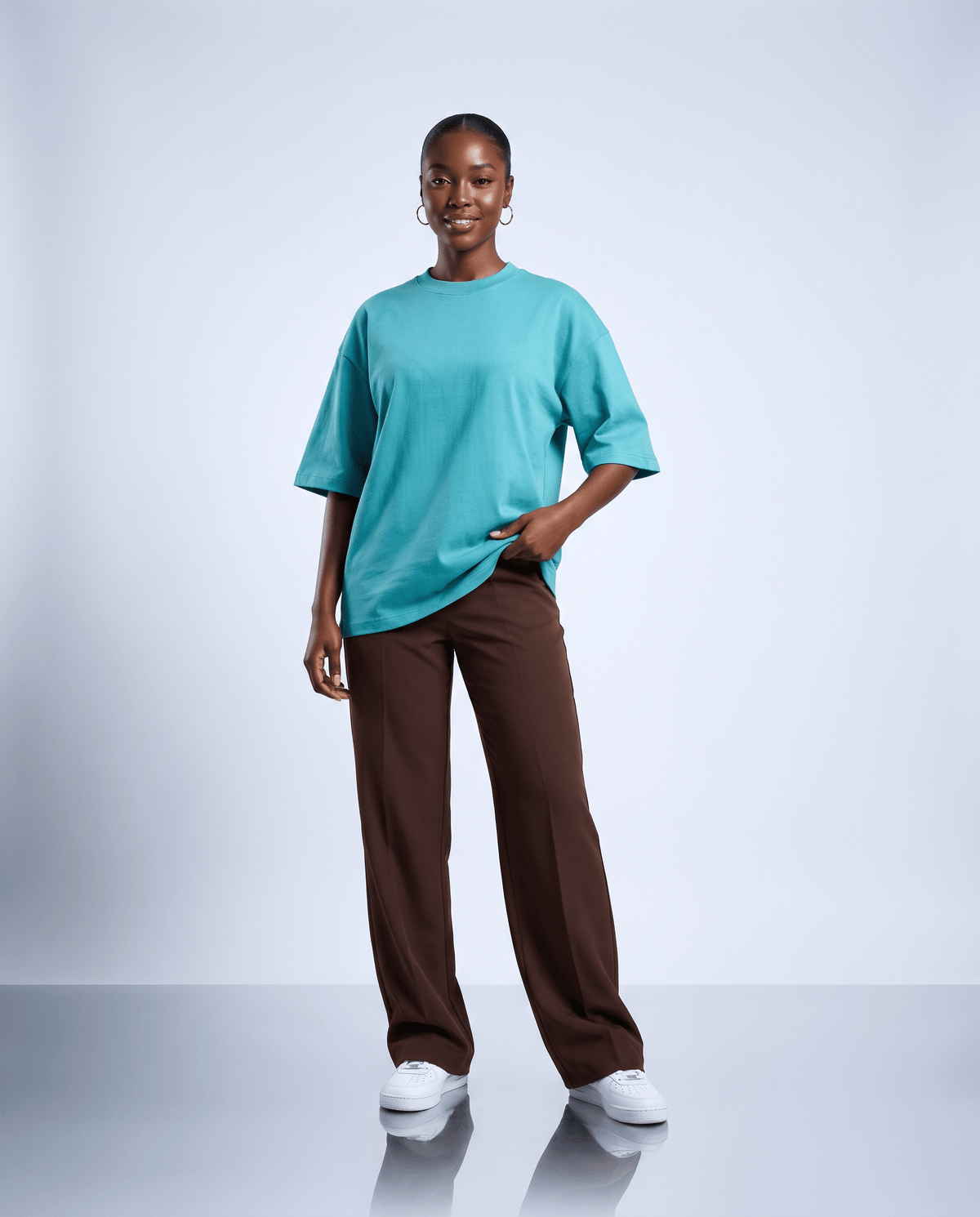 T-shirt oversize Oken 230 Oryass, coloris turquoise