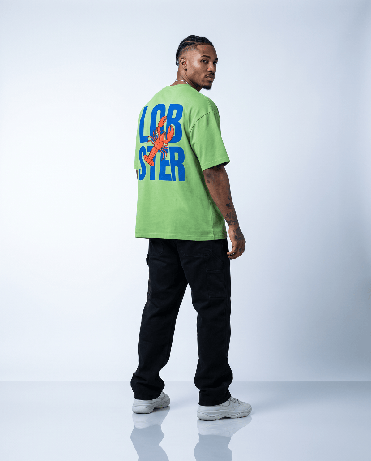 T-shirt oversize Riviera Club Lobster, homard rouge et lettrage bleu