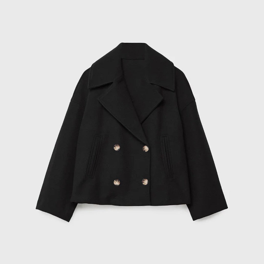 Womens Double Breasted Wool Blend Coat - oryass.com
