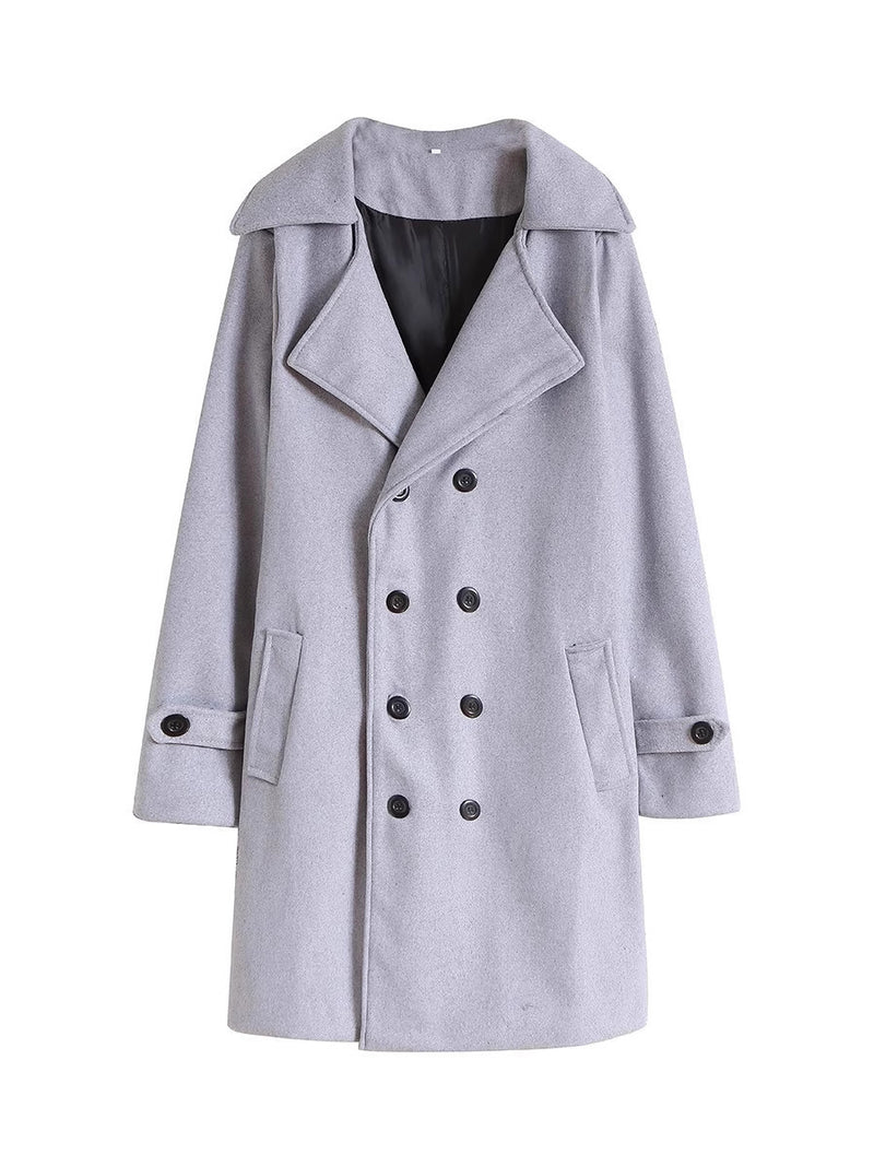 Manteau long en laine Trench-coat à double boutonnage