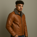 Hong Kong Style Velvet Padded Plus Size Men's Leather Jackets