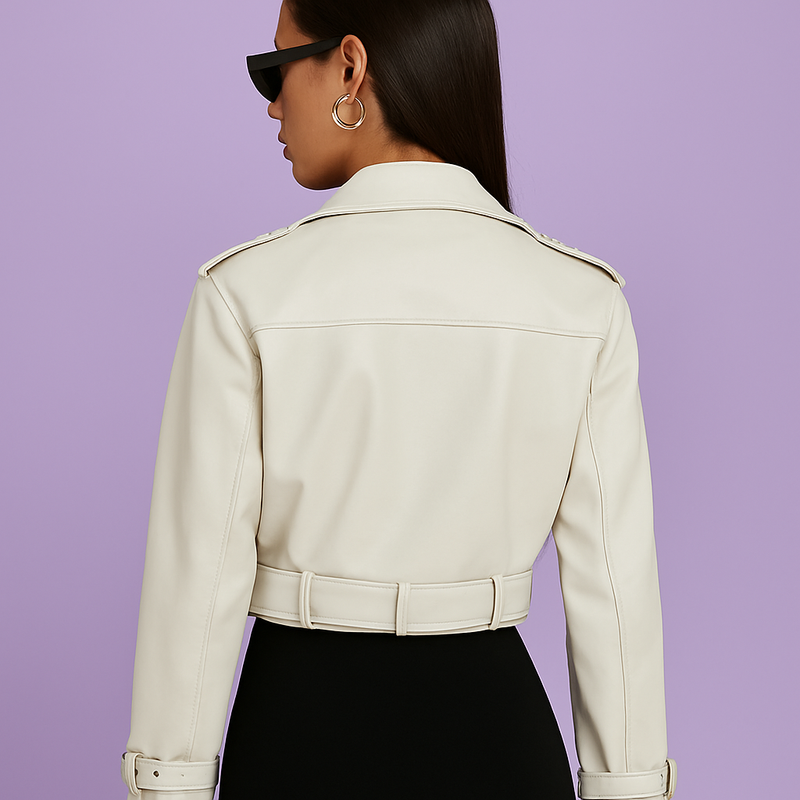 Women's Solid Color Casual Loose Fit Leather Jacket