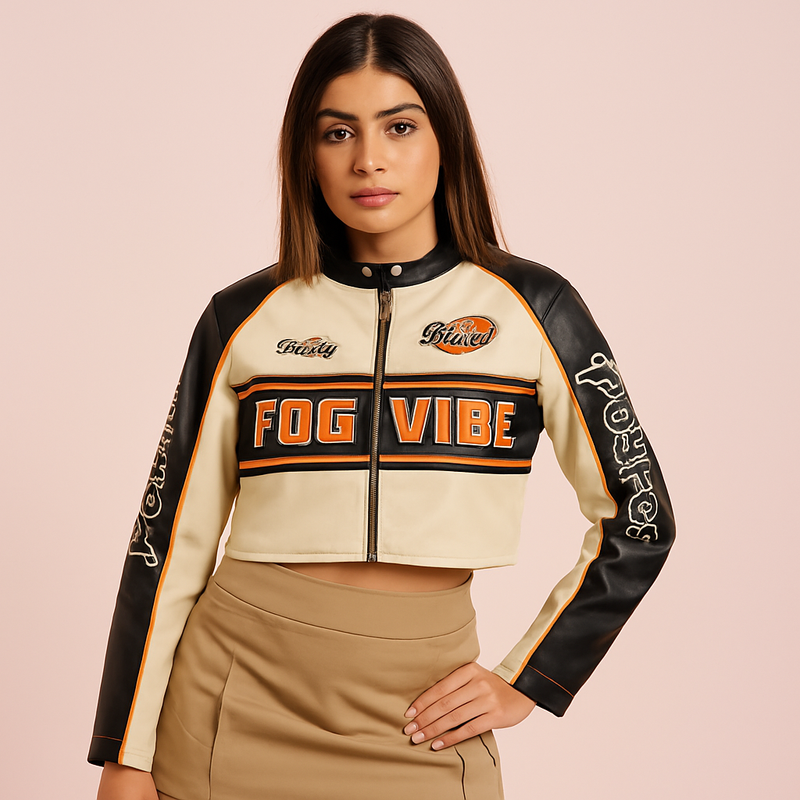 Short PU Leather Motorcycle Suit Women's Jacket Racing Suit Coat