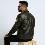 PU Leather Stand Collar Jacket