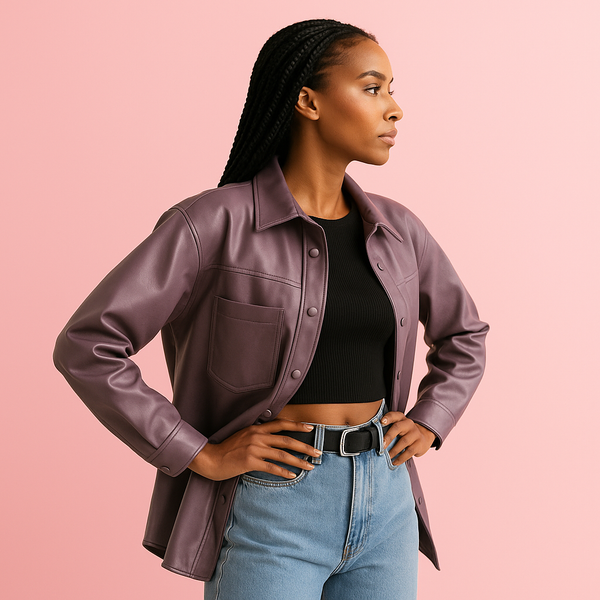 Blouson de moto en cuir pour femme