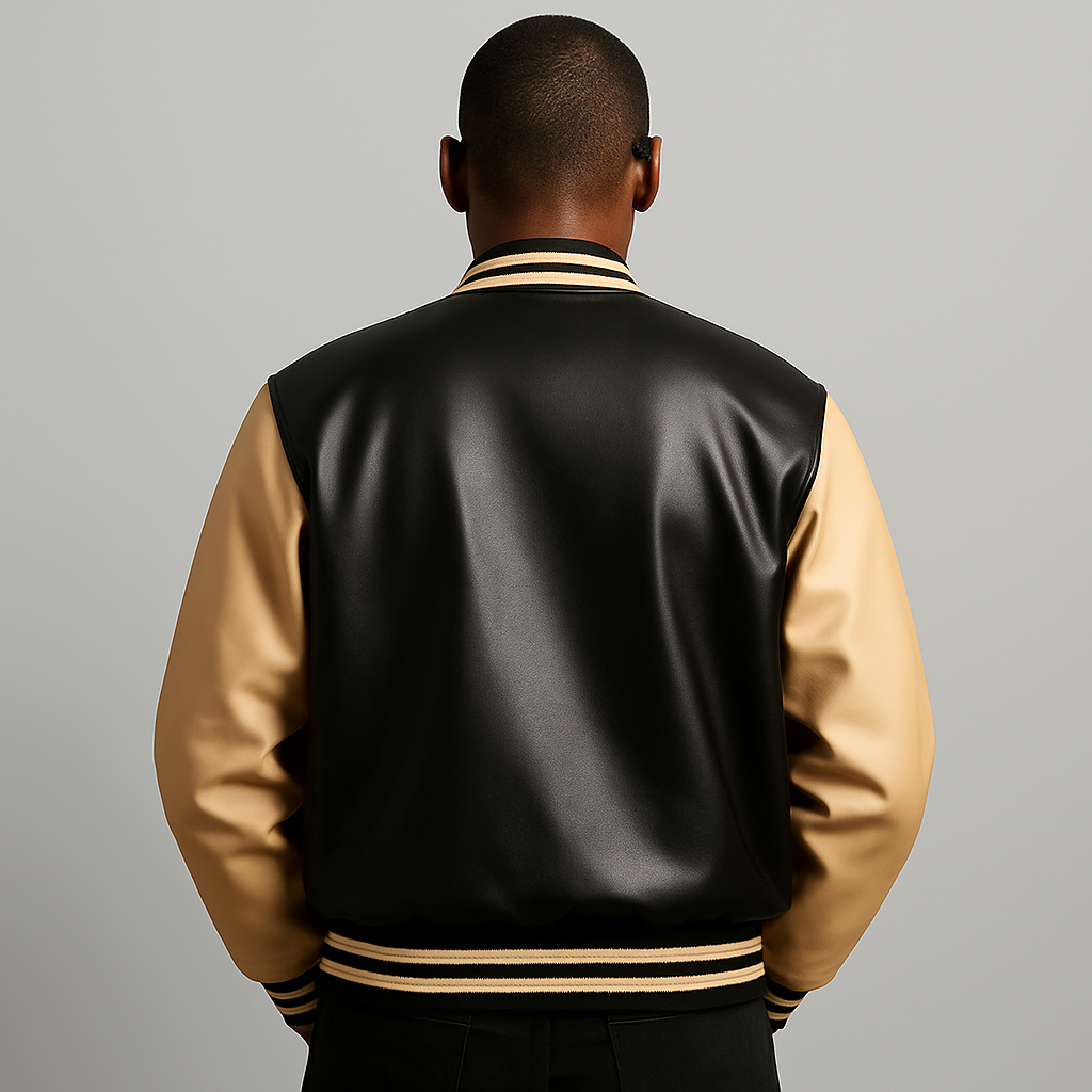 Manteau en cuir brodé américain