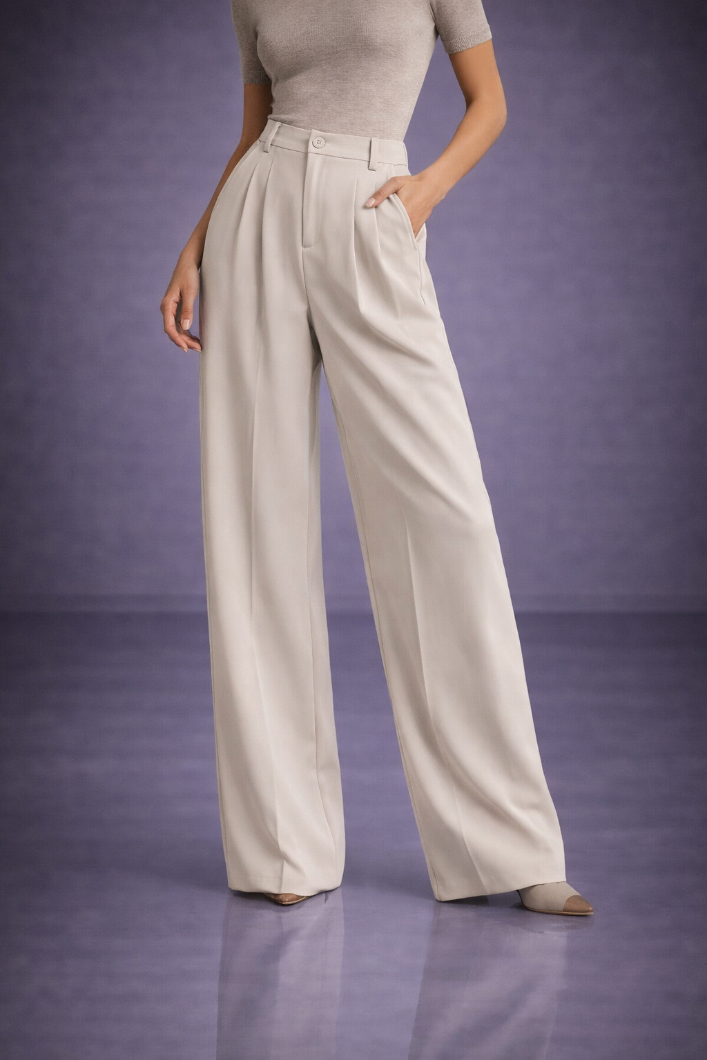 Pantalon de costume affirmé et sophistication moderne.