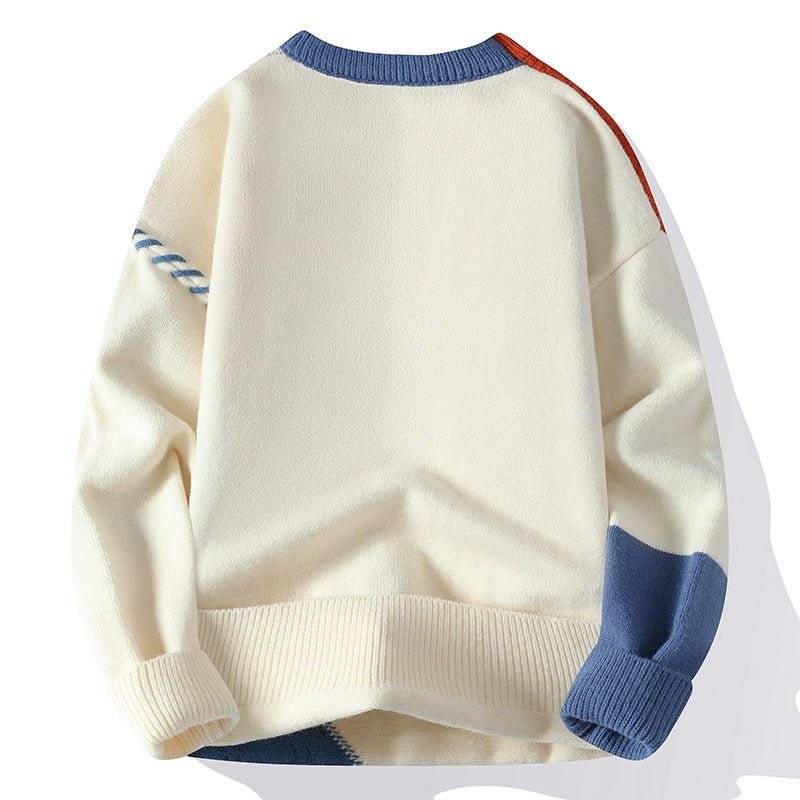 Colorblock Pullover Sweater Winter Fashion Long Sleeve Top Men's Clothing - oryass.com