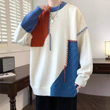 Colorblock Pullover Sweater Winter Fashion Long Sleeve Top Men's Clothing - oryass.com