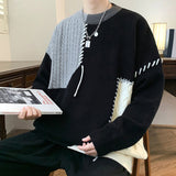 Colorblock Pullover Sweater Winter Fashion Long Sleeve Top Men's Clothing - oryass.com