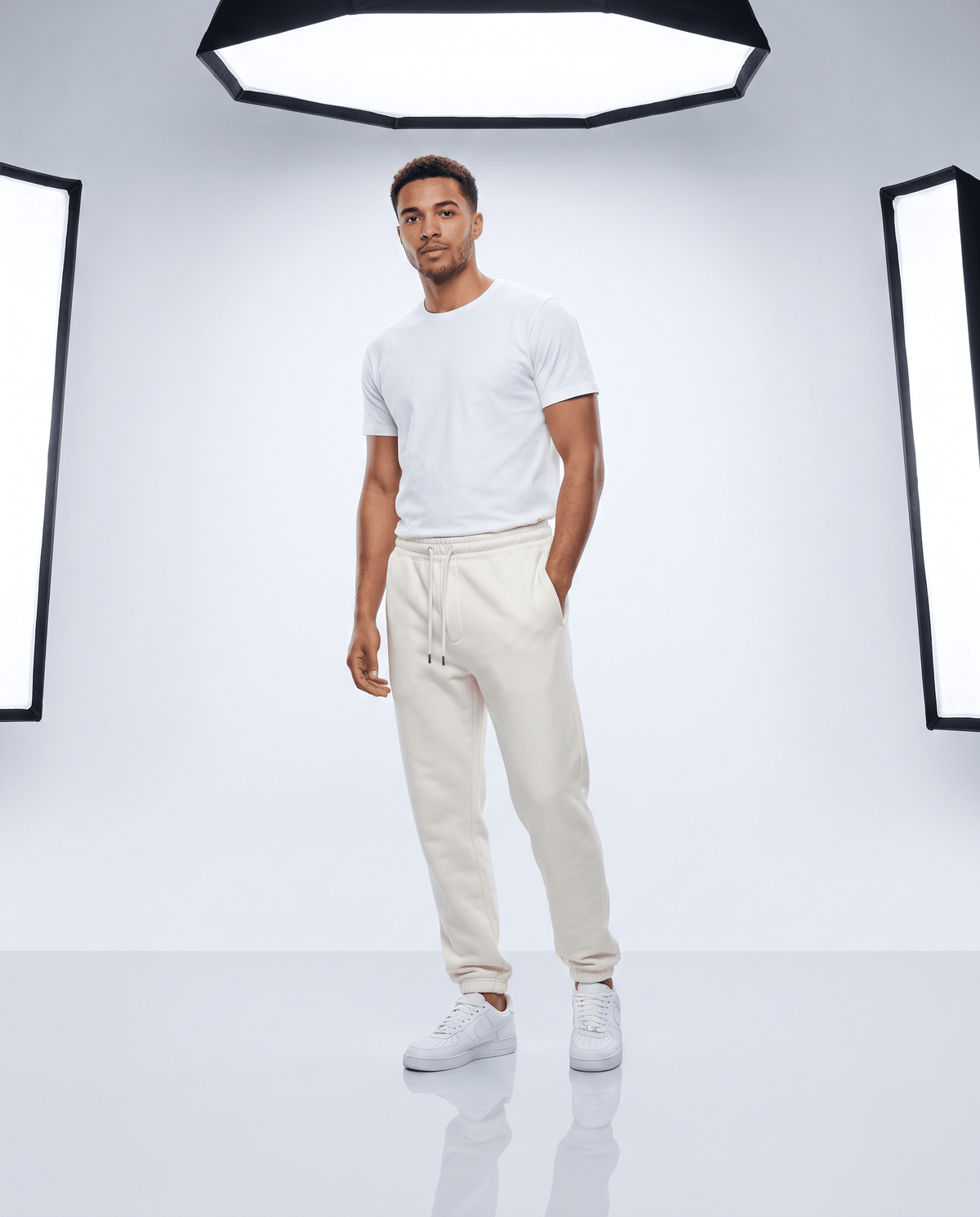Jogging Signature Meca Oryass, coloris blanc cassé, autre vue