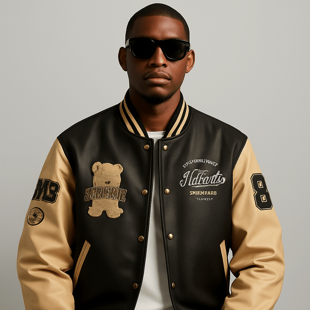 Manteau en cuir brodé américain - oryass.com