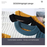 Men's Crew Neck Pullover Sweater Color Contrast Patchwork - oryass.com
