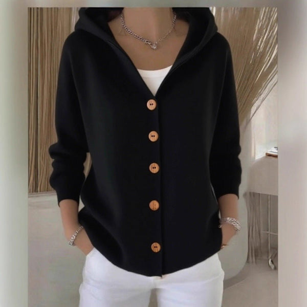 Pull à capuche en maille boutonnée - oryass.com