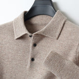 Pull en maille de pure laine à col polo pour homme - oryass.com