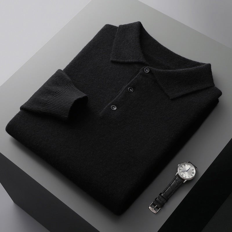 Pull en maille de pure laine à col polo pour homme - oryass.com