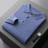 Pull en maille de pure laine à col polo pour homme - oryass.com
