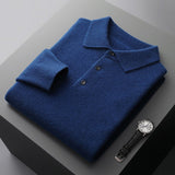 Pull en maille de pure laine à col polo pour homme - oryass.com