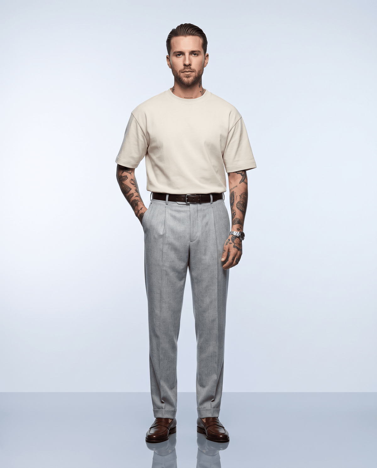T-shirt lourd Kaize 310 g Oryass, coloris beige