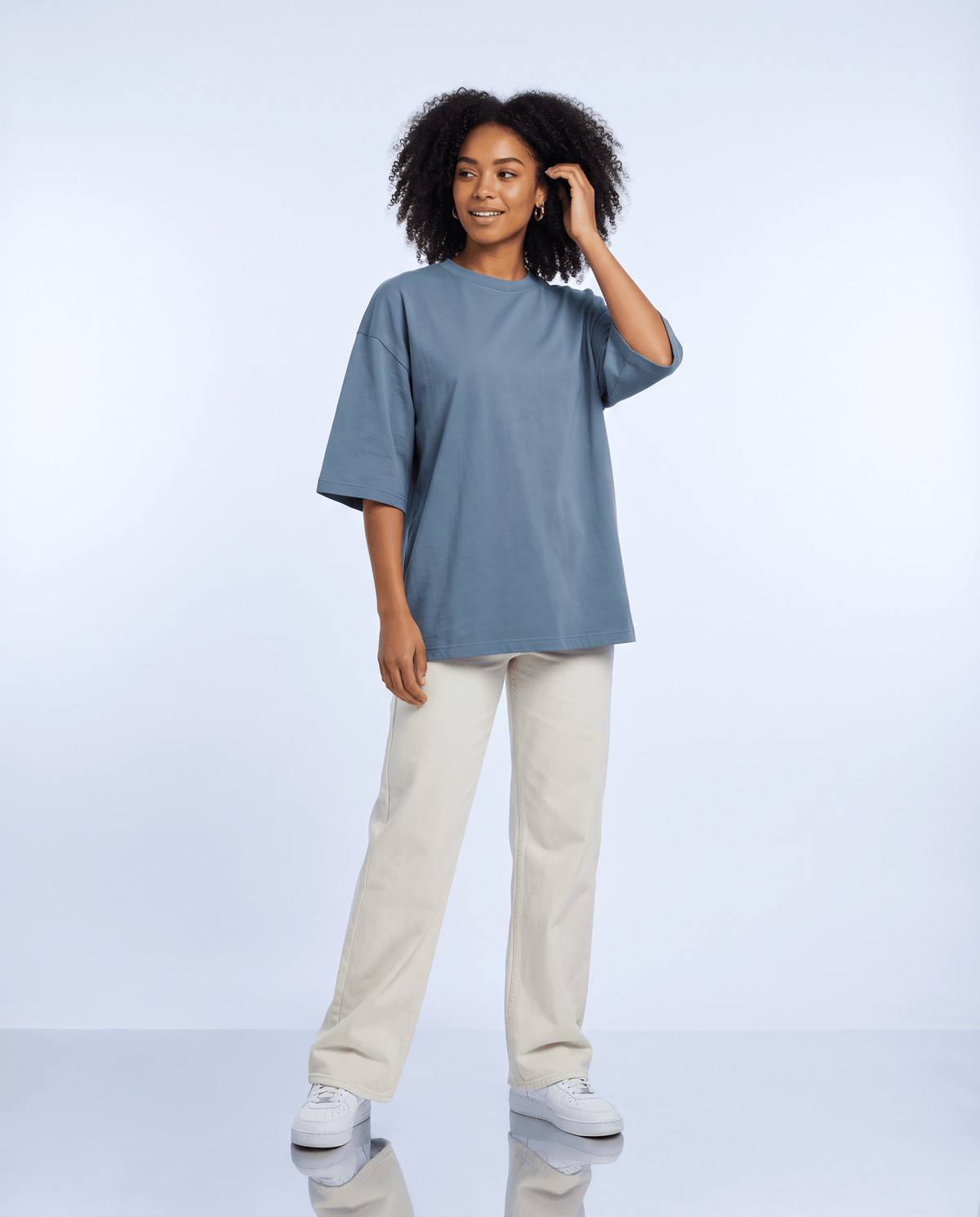 T-shirt oversize Oken 230 Oryass, coloris bleu acier