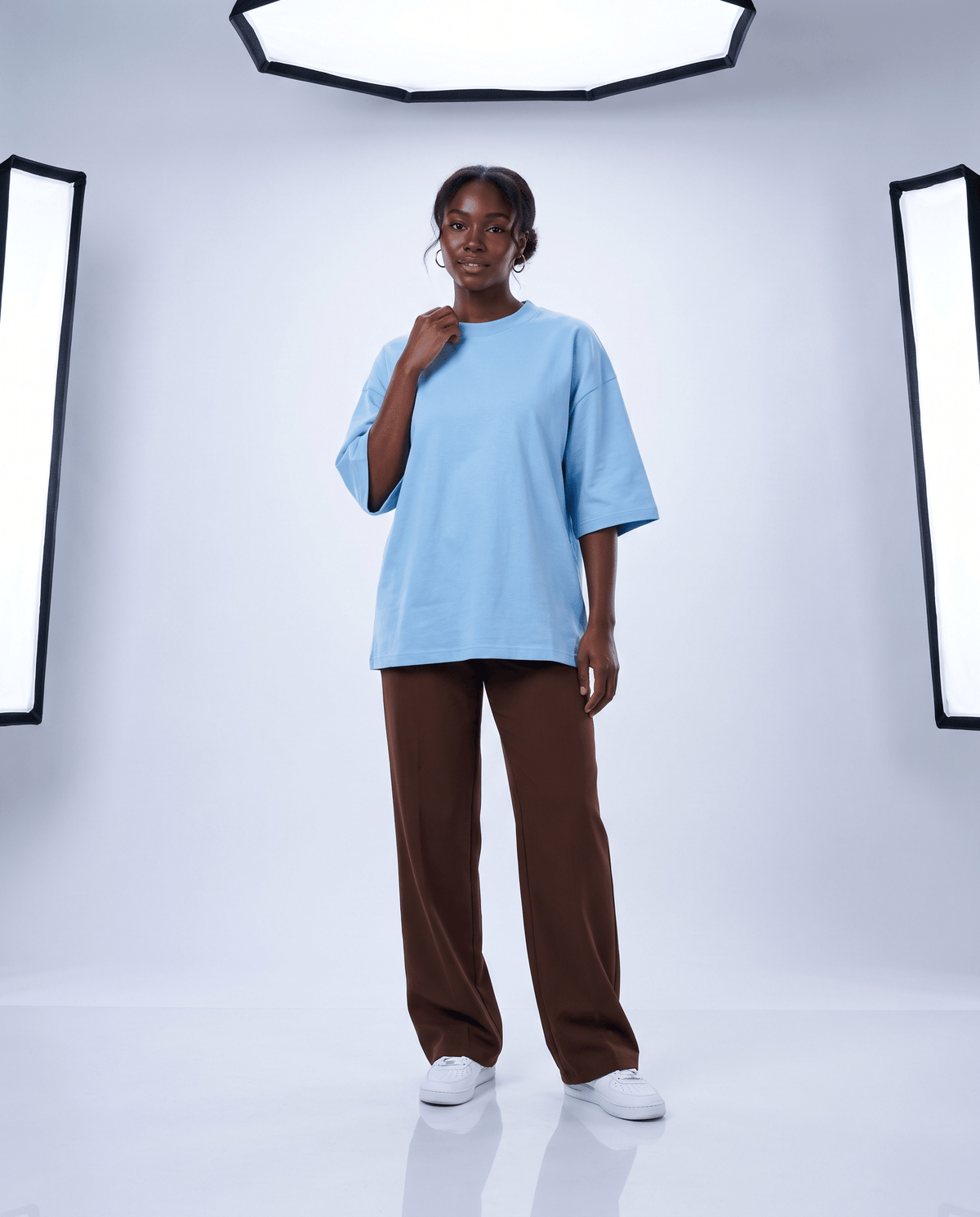 T-shirt oversize Oken 230 Oryass, coloris bleu ciel