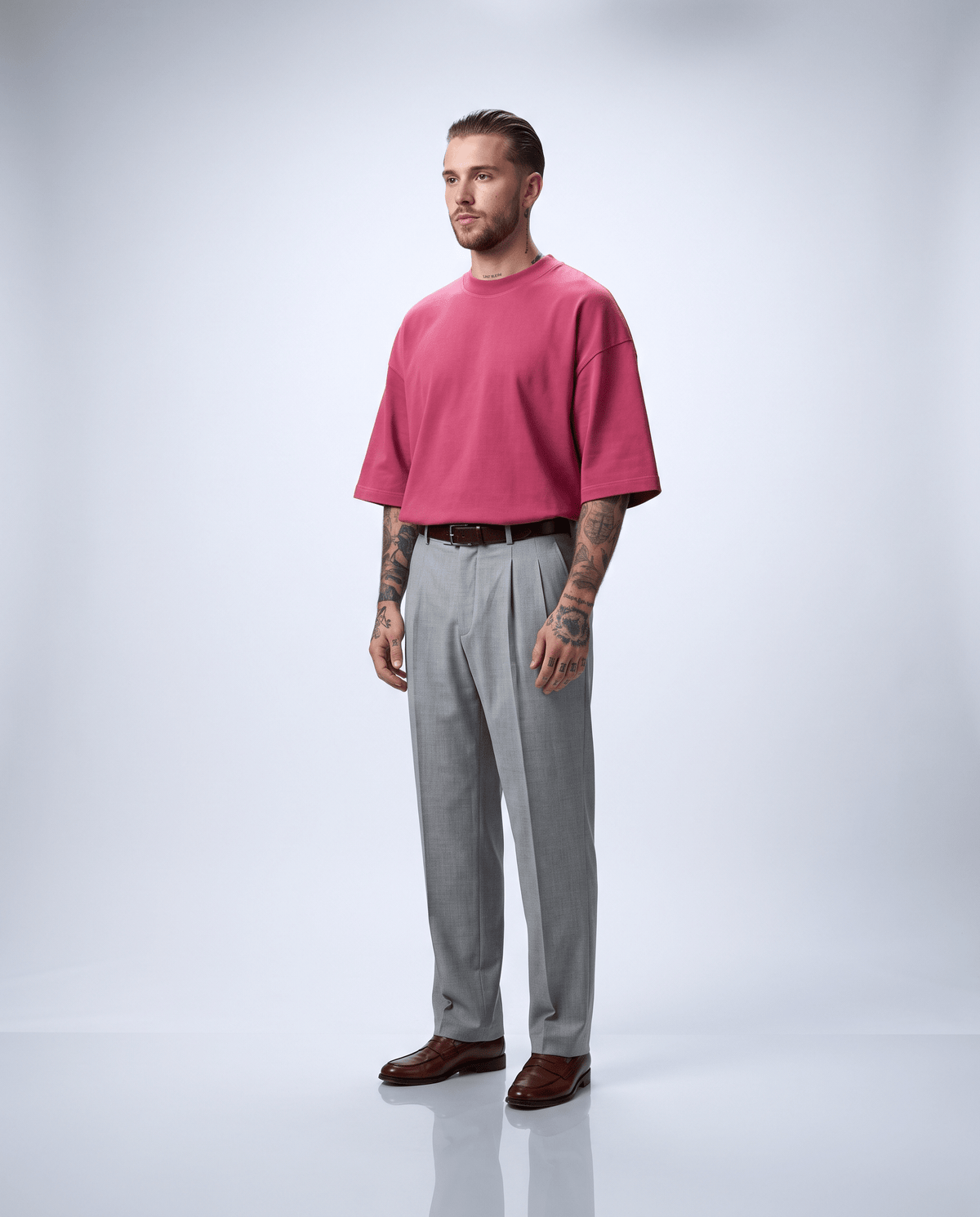 T-shirt oversize Oken 230 Oryass, coloris framboise