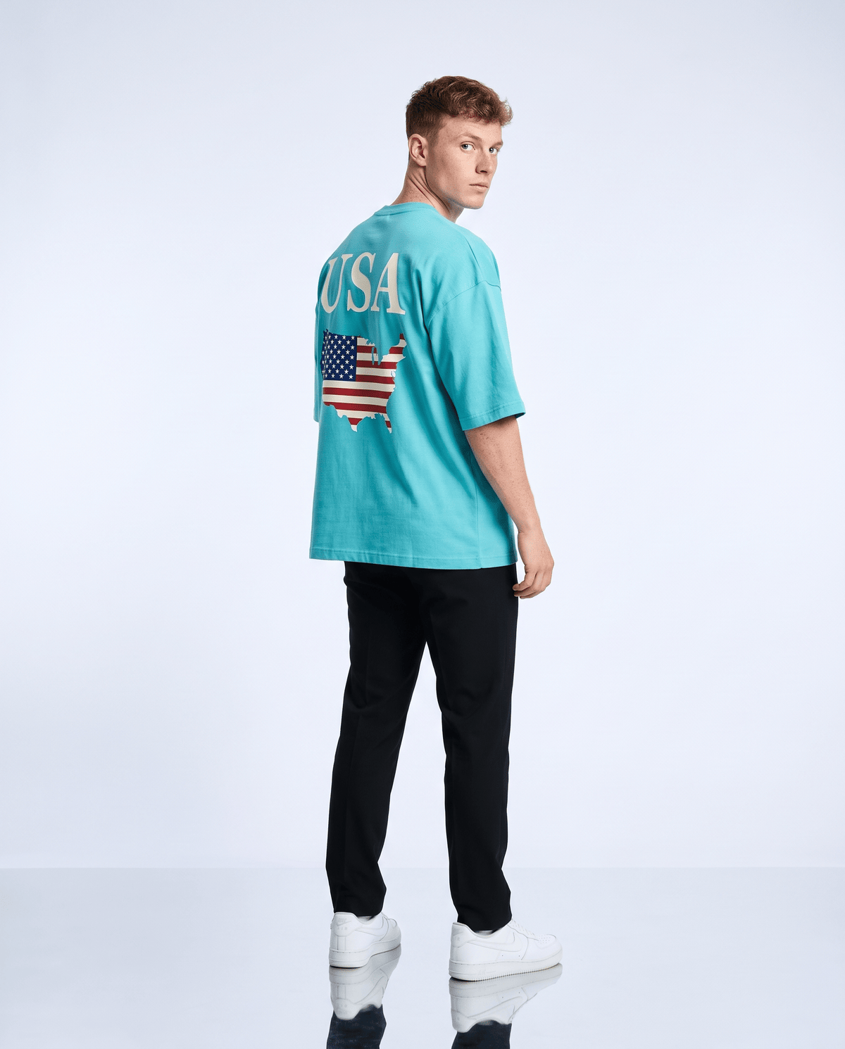 T-shirt oversize Riviera Club USA, carte des États-Unis aux couleurs du drapeau
