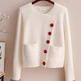 White Knitted Fabric Cardigan Sweater For Women - oryass.com