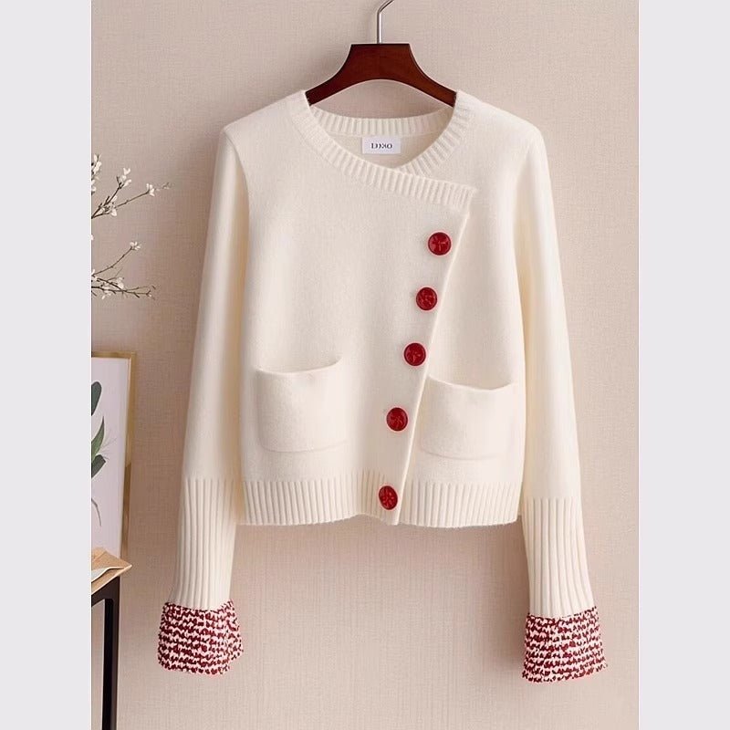 White Knitted Fabric Cardigan Sweater For Women - oryass.com