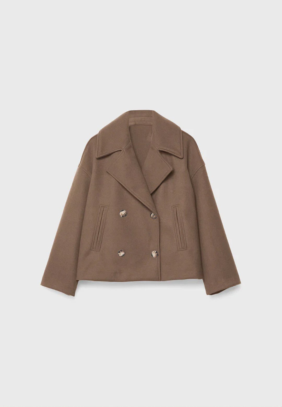 Womens Double Breasted Wool Blend Coat - oryass.com