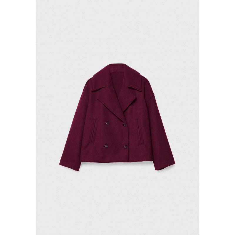 Womens Double Breasted Wool Blend Coat - oryass.com